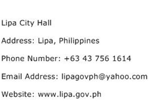 lipa city hall contact number